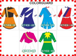 contoh desain kostum colorguard